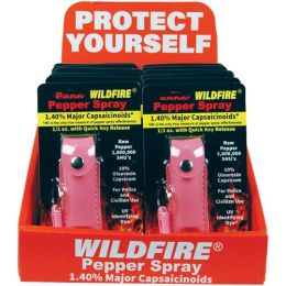 12 Wildfire 1/2oz Leatherette Pepper SprayÂ Pink with Counter Display