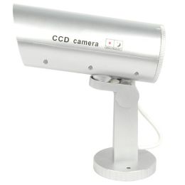 Indoor or outdoor motion activated dummy camera with flashing red LED light.