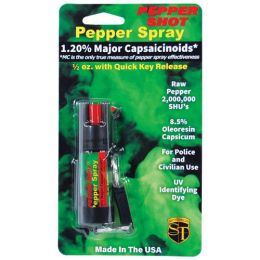 Pepper Shot 1.2% MC  1/2 oz  pepper spray belt clip and quick release keychain