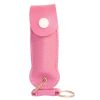 Pepper Shot 1.2% MC 1/2 oz pepper spray leatherette holster and quick release keychain pink