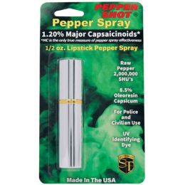 Pepper Shot 1.2% MC 1/2 oz lipstick pepper spray silver