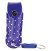 Pepper Shot 1.2% MC 1/2 oz rhinestone leatherette holster and quick release keychain blue
