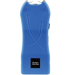RUNT 20,000,000 volt Blue Stun Gun with a flashlight and wrist strap disable pin.