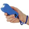 RUNT 20,000,000 volt Blue Stun Gun with a flashlight and wrist strap disable pin.