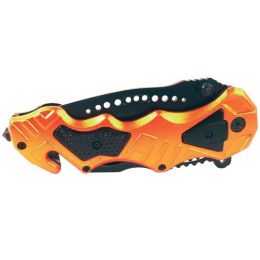 Tactical Folding Spring Assisted Rescue Knife Orange Color