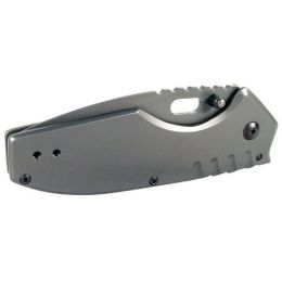 Titanium Finish Folding Pocket Knife Thumb Open Spring Assisted Gray Color