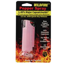 Wildfire 1.4% MC 1/2 oz pepper spray hard case with quick release keychain pink
