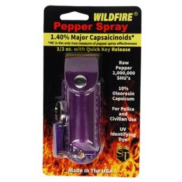 Wildfire 1.4% MC 1/2 oz pepper spray leatherette holster and quick release keychain Purple