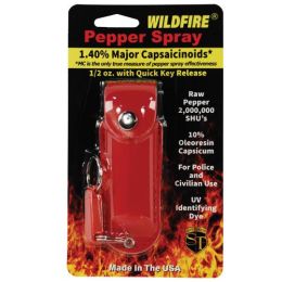 Wildfire 1.4% MC 1/2 oz pepper spray leatherette holster and quick release keychain red