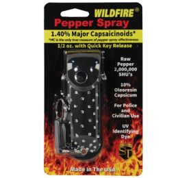 Wildfire 1.4% MC 1/2 oz with rhinestone leatherette holster black and quick release keychain