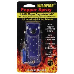 Wildfire 1.4% MC 1/2 oz with rhinestone leatherette holster blue and quick release keychain