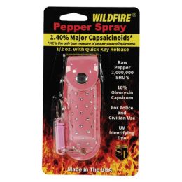 Wildfire 1.4% MC 1/2 oz with rhinestone leatherette holster pink and quick release keychain